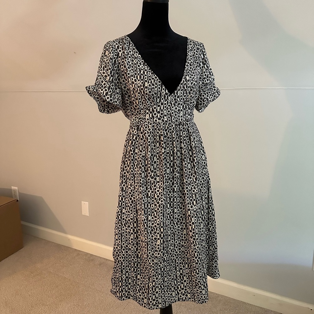 J.Crew Silk Patterned Dress V Neck Faux Wrap